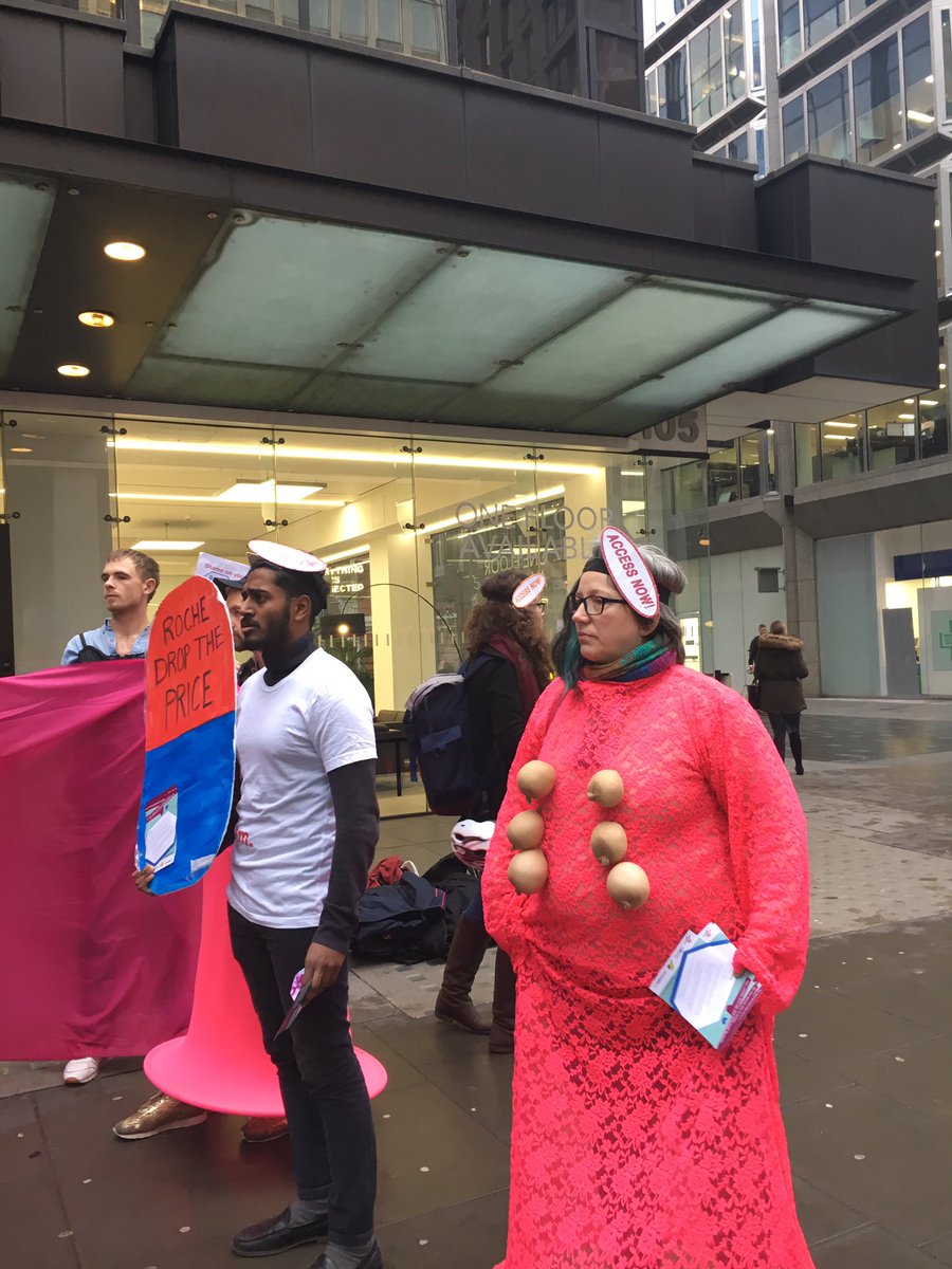ACTUP_LDN's tweet image. Protesting this morning at Roche for extortionate drug pricing killing people the world over raising breast cancer, HIV, Hepatitis prices!
