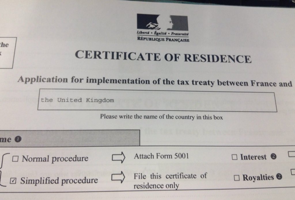 Aquadeline's tweet photo. @HMRCcustomers i need a certificate of residency for a bank in France. Who should i send it to in HMRC to be signed? https://t.co/52b4dSXUdH