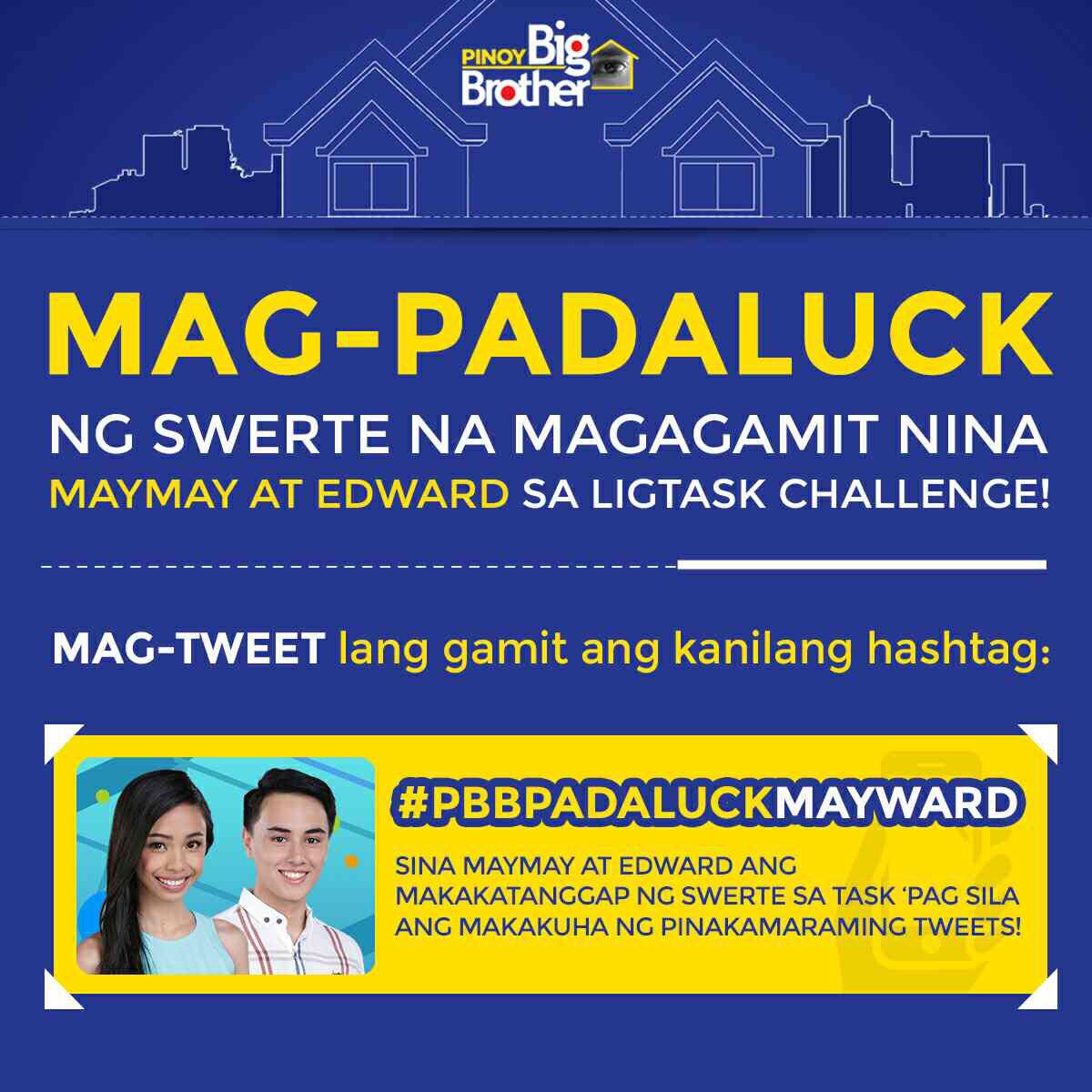 PBBabscbn's tweet photo. Ang MAYWARD ba ang gusto niyo mapadaLUCKhan ng swerte? #PBBCameraLightsAction https://t.co/Ea1T1T4lP0