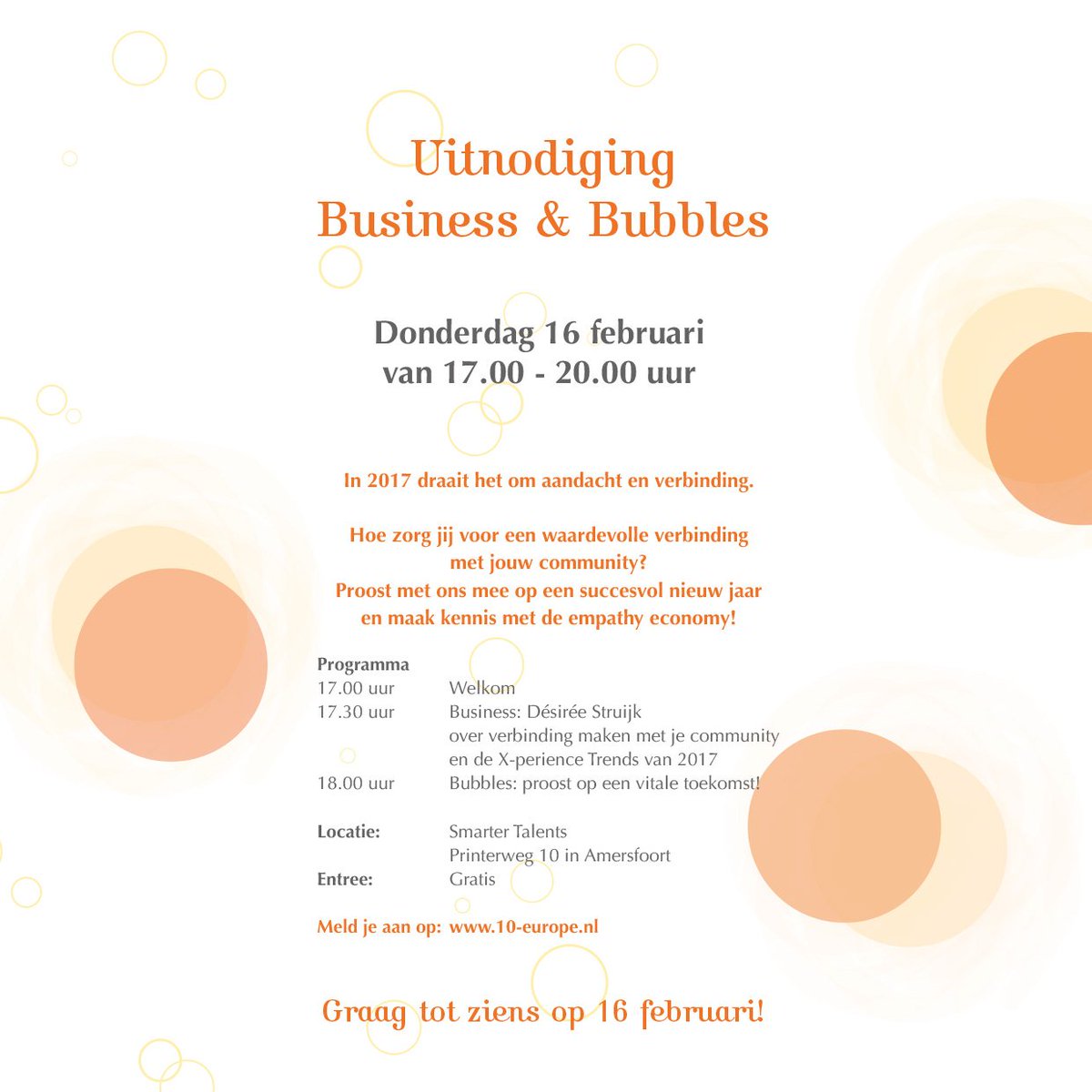 TEN_europe's tweet photo. Volgende week is het tijd voor Business &amp; Bubbels, onze jaarlijkse gratis netwerkborrel! Kom je ook? https://t.co/UpJSQH7rY4 https://t.co/jDreUdrAsc