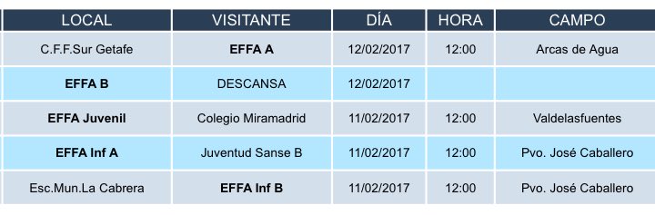 EFFAlcobendas's tweet photo. Partidos de nuestros equipos para este fin de semana: https://t.co/qNtLClmcC7