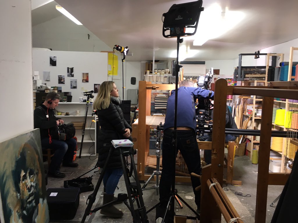 Spent y/day being filmed by this lovely TV crew. Look forward to indroducing #craft to new audiences when the show goes out.. #rugweaving