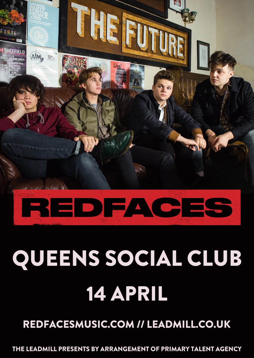 Leadmill's tweet photo. ** NEW SHOW **

@RedFaceSound // @QueensSocial // 14.04.17

On sale Friday 10am >>> https://t.co/4ZHDvk2qZB https://t.co/a6FIzcaO9J
