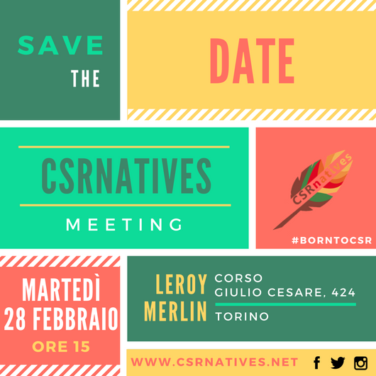CSRnatives's tweet photo. Waiting for CSRnatives meeting! 28/2 appuntamento a Torino da @CSR_LeroyMerlin ! @AIESECTorino @MartocciaGio @PaolinaCa @vincebaccari https://t.co/WObXkcdbR4