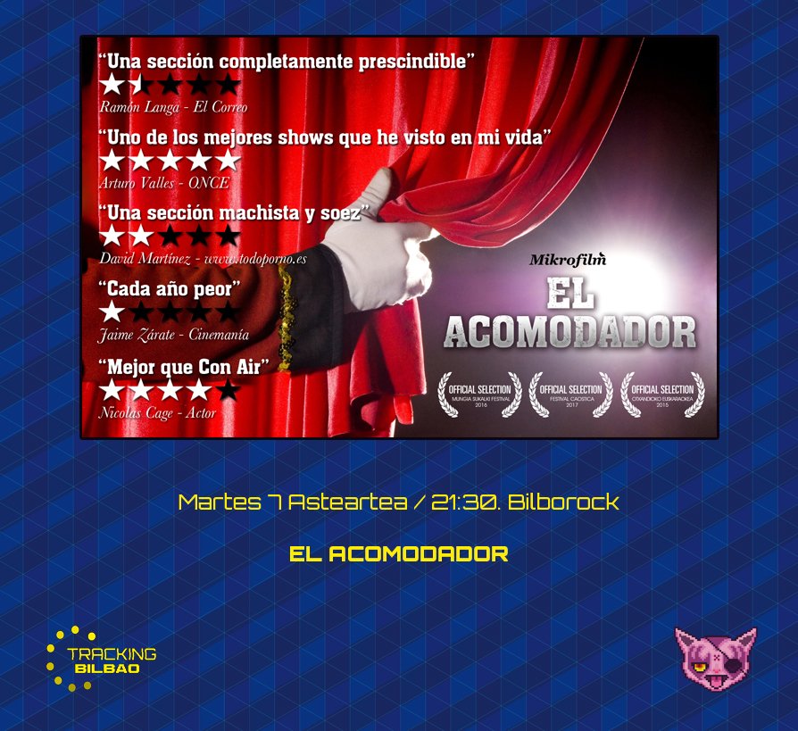 Tracking_Bilbao's tweet photo. Hoy martes 7 de Febrero a las 21:30 en @Bilborockbilbao: Show con "El Acomodador"
Entrada gratuita hasta completar aforo!
#TrackingBilbao4 https://t.co/wTFX4b1rLF