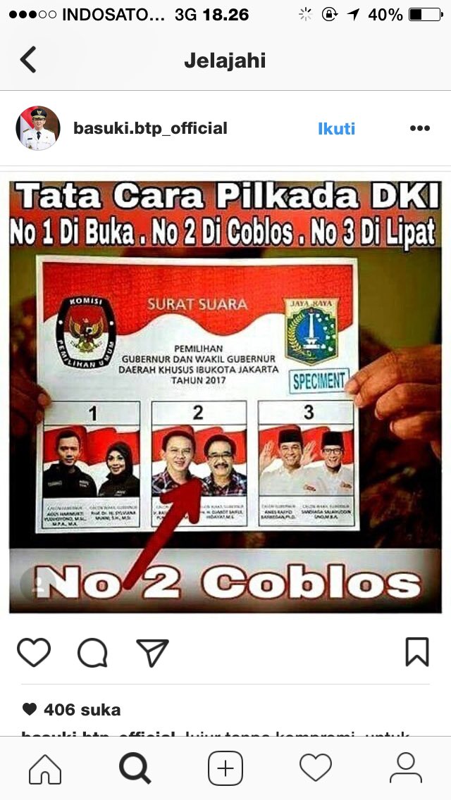 Crespoo5's tweet photo. Retwet kalo dukung badja #CoblosBaDjaNomor2 https://t.co/ZRyiuF5c4n