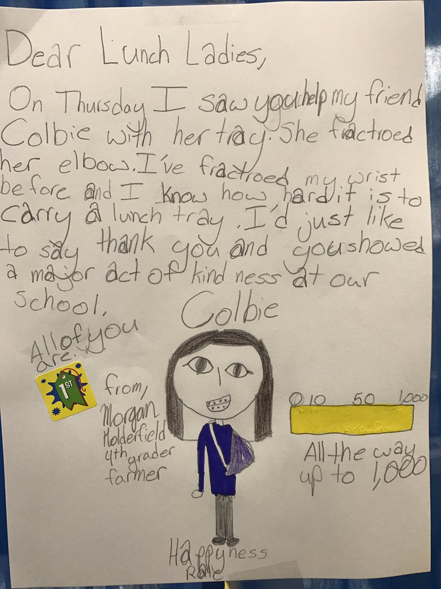 jldinTexas's tweet photo. Precious thank you from a 4th grade student to our cafeteria staff! @MMEROOS #whywisd @AmyCCrippen https://t.co/luB5RY2bro