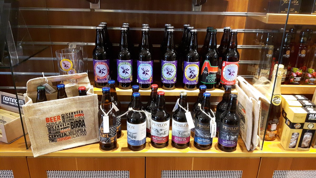 Good choice of local beer for sale in shop at National Library in #Aberystwyth. Iechyd da <a href="/LLGCymru/">Llyfrgell Genedlaethol Cymru</a> :)