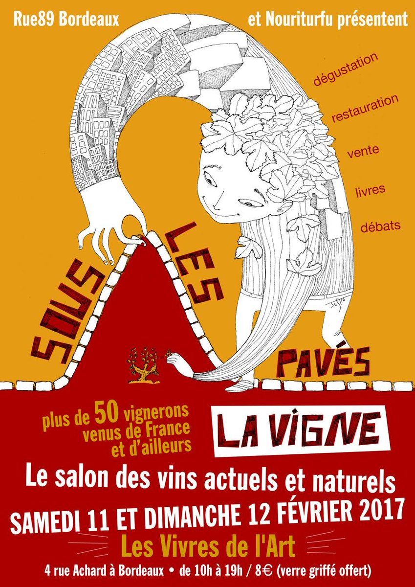 lagendaduvin's tweet photo. Salon des vins natures ce week-end "Sous les pavés la vigne" à Bordeaux par @lepointvin @souslespav https://t.co/ZfAeEySDD6 https://t.co/7IuvUmBkie