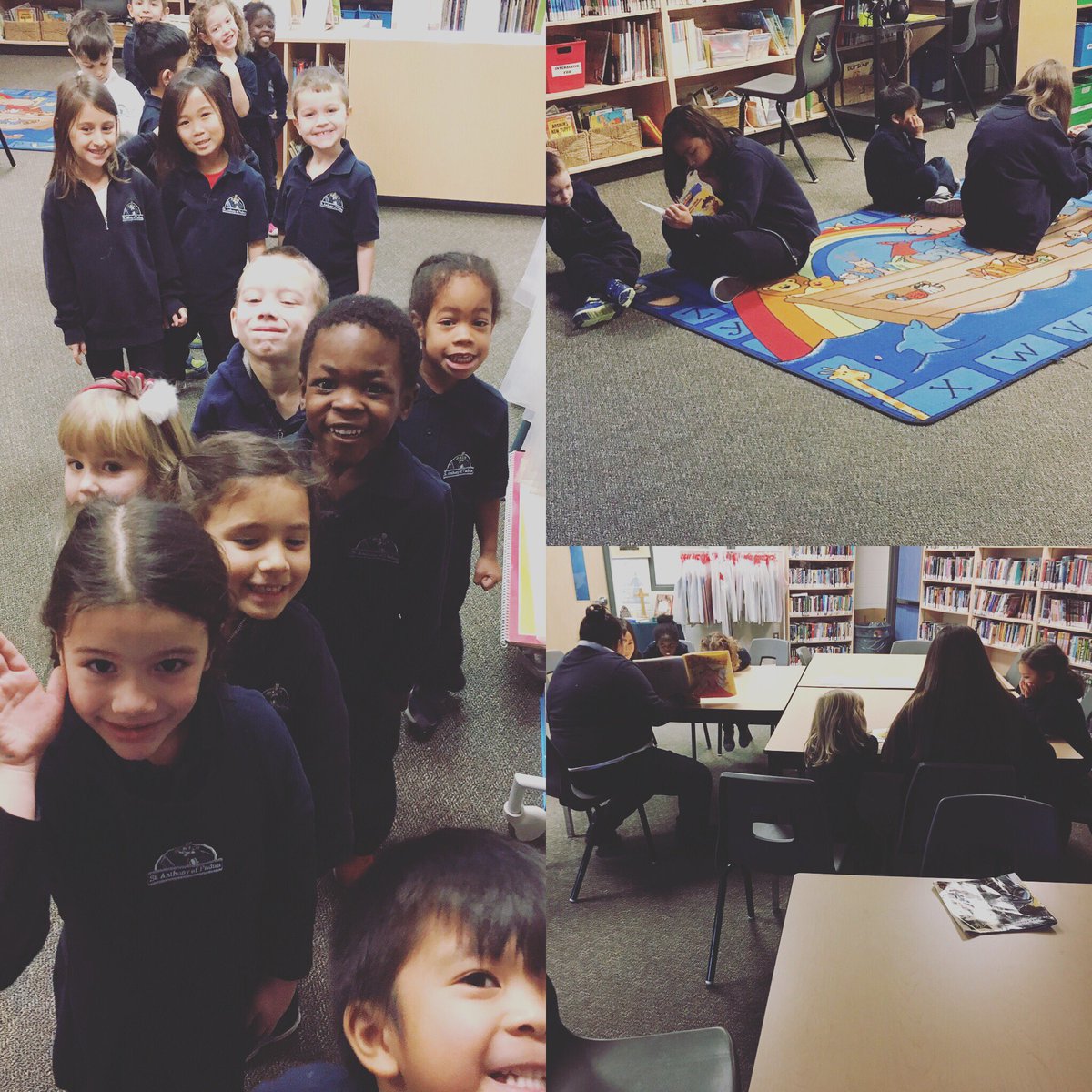 missaaclark's tweet image. A special treat...Story time with the grade 8's while we visit the library 📖 #learningbyexample #rolemodels @BMurr77 @saopmilton1 #hcdsbk