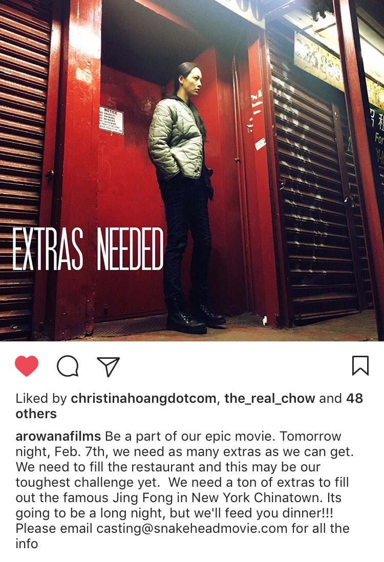 Anyone in #NYC want to be an extra for <a href="/snakeheadmovie/">Snakehead</a> tonight? <a href="/arowanafilms/">Arowana Films</a> <a href="/KOLLABNY/">KOLLABORATION NY</a>