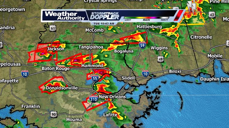 joel_off_air's tweet photo. Multiple tornado warnings are out w/ these t'storms in SE La. and South Miss.. Tornado Watches for these areas last until 2pm. #mswx #lawx https://t.co/cHpHHSY5Tl