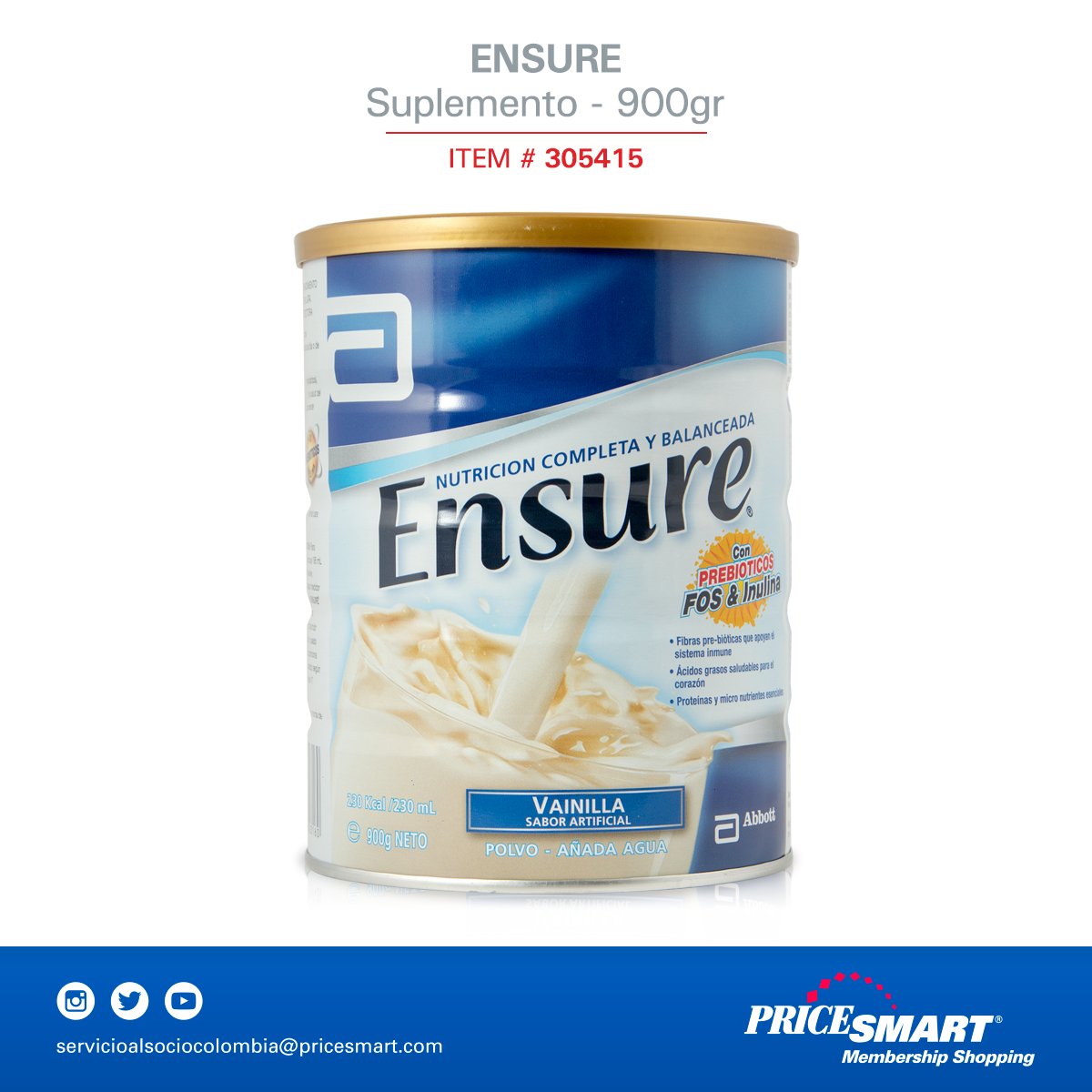 PriceSmartco's tweet photo. Encuentra en nuestros Clubes #PriceSmartCo #ensure el suplemento alimenticio ideal para una nutrición balanceada con proteína y vitaminas. https://t.co/vvN3vIoQXW