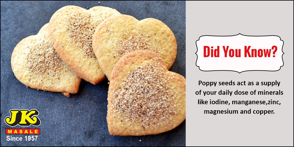 JKMasale1957's tweet photo. Poppy Seeds contain a number of minerals which are helpful for our body.
#JKMasale #PoppySeeds #JKPosto
Visit Us: https://t.co/Q34h01sGoY https://t.co/m1IxCJEYWV