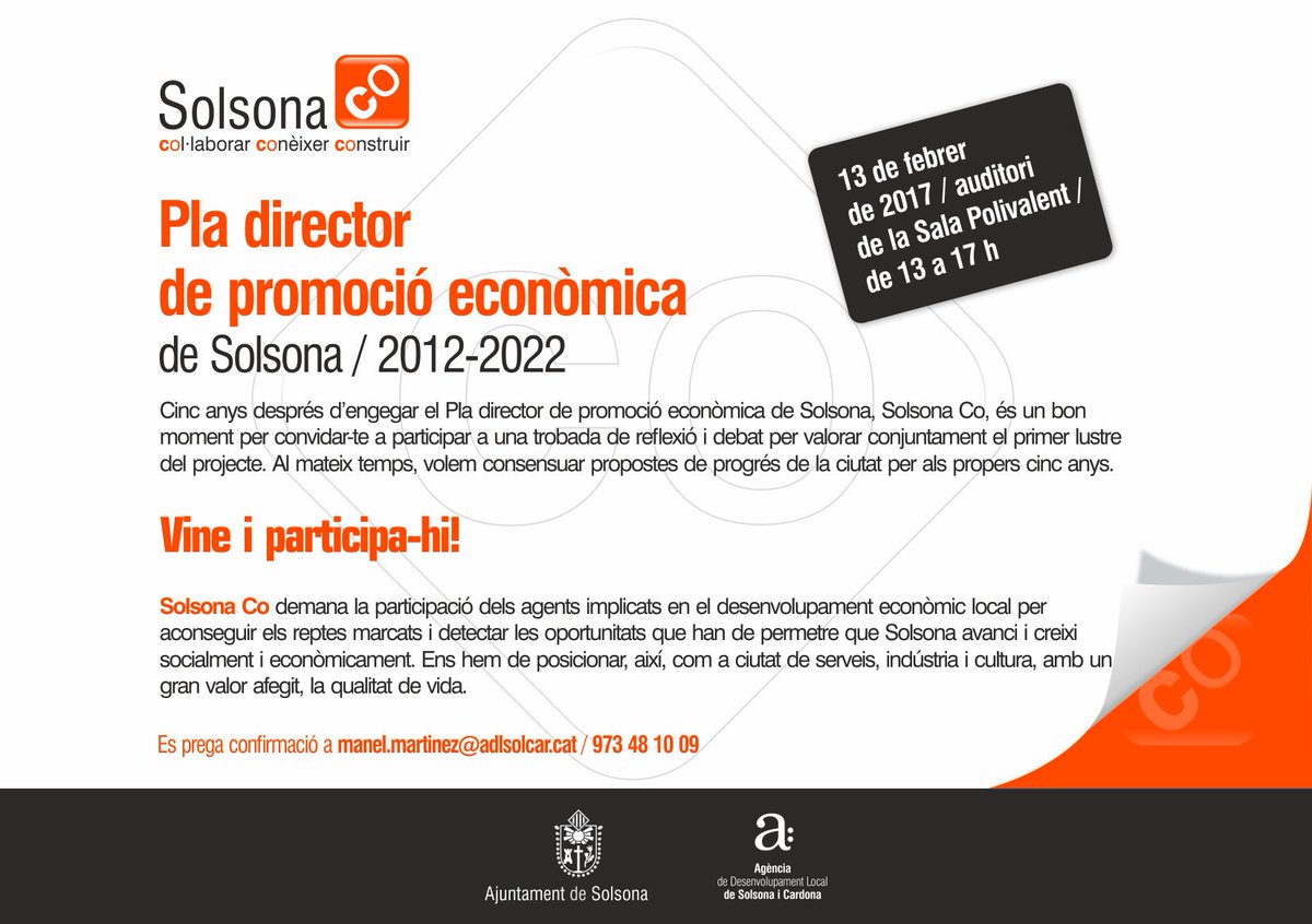 SolsonaCo's tweet photo. Tens alguna idea de projecte de futur x a #Solsona en comerç, turisme, empresa...? Vine a proposar-la dilluns! Inscripcions fins dj. #DEL https://t.co/3ewoSMCRiV