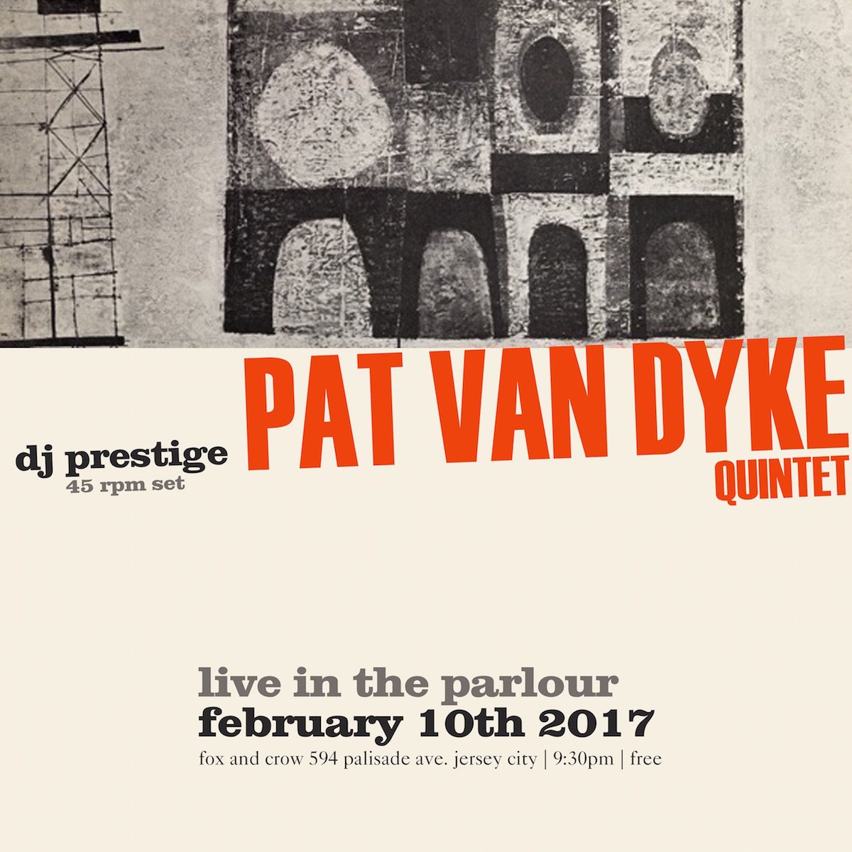 Friday 2.10 at <a href="/FoxandCrowJC/">Fox & Crow</a> with the quintet and <a href="/fleamarketfunk/">Flea Market Funk</a>  spinning all vinyl sets before, in between, and after our 2 sets.  FREE!