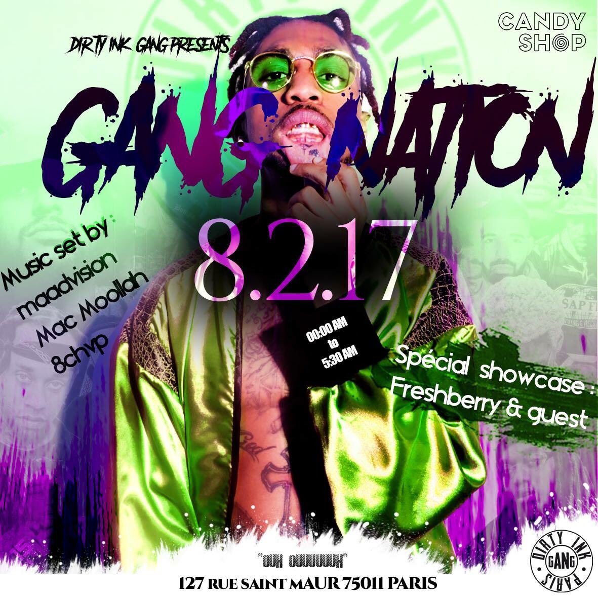 AMARU10110's tweet photo. Mercredi pour la Gang Nation au Candy Shop | Showcas Freshberry | Only Trap
#dirtyink #bounce #candyshop #paris https://t.co/ChELksPIRm