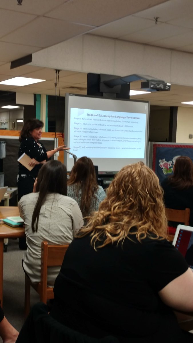 7oddNichols's tweet photo. ELL team presenting on Stages of Receptive Language Development during faculty meeting at GES. #ccpslearns https://t.co/1h3ZlMk2JQ