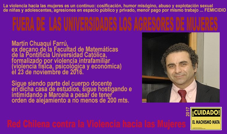 MujeresRed's tweet photo. FUERA DE LAS UNIVERSIDADES LOS AGRESORES DE MUJERES  !
Otro más de la Pontificia Universidad Católica !https://t.co/sbqyH6oloR https://t.co/g1JtBwjaJj