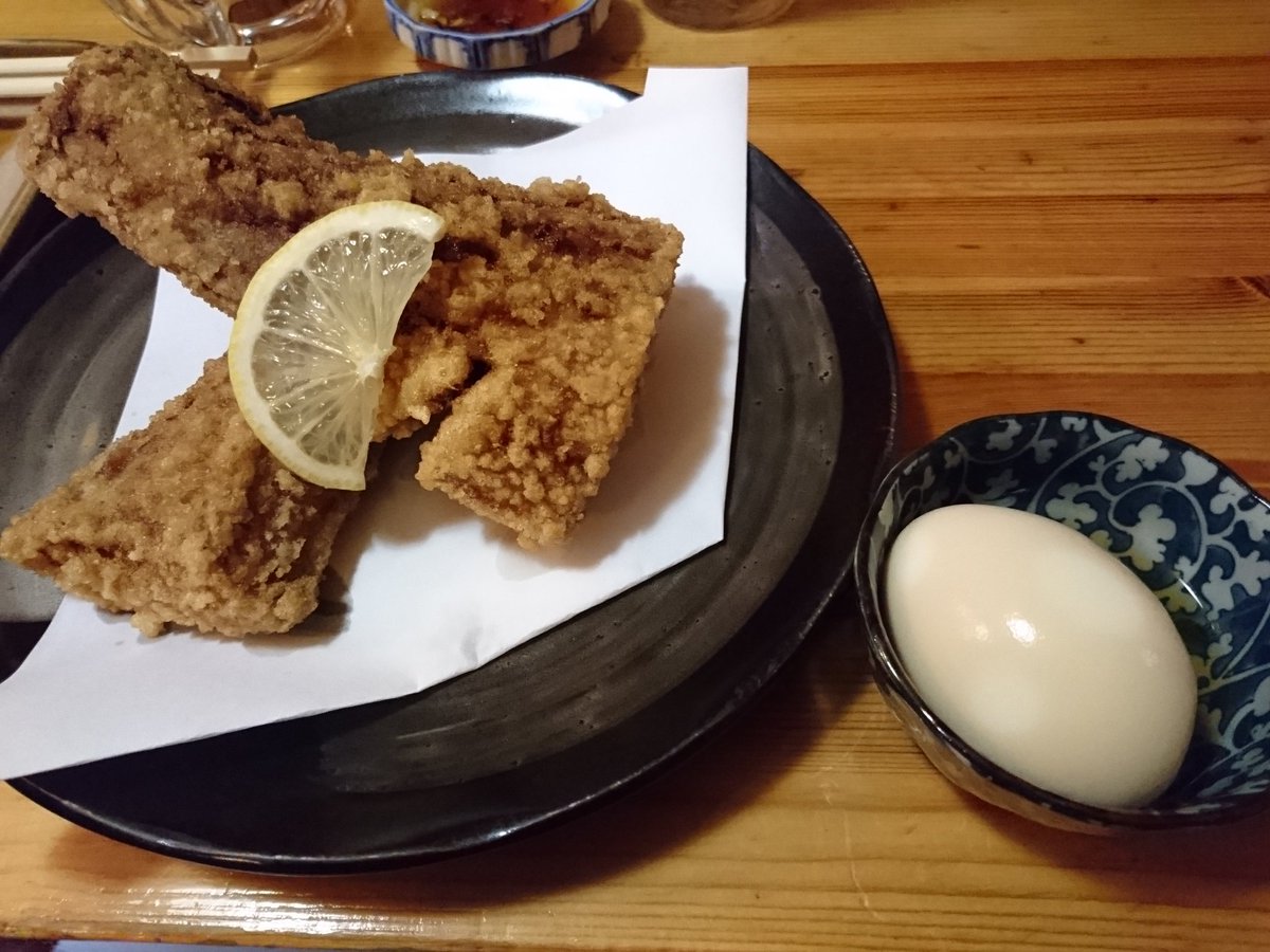 らんばだ 柏居酒屋の宝 達磨 椎茸煮 あん肝 イカ焼き にんにく玉子 マグロあごあげ おにぎり 生ビールx３で２９８０円 い 店だね