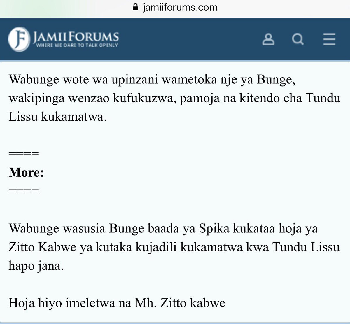 Jamii Forums (JamiiForums) Twitter