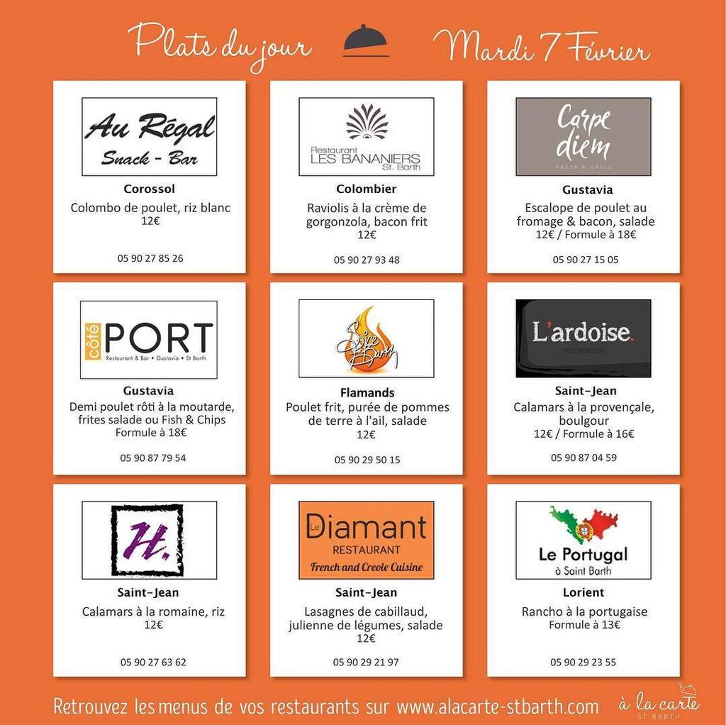 alacartestbarth's tweet photo. Vos plats du jour du mardi sont en ligne #stbarth! #platdujour #cemidi https://t.co/wlkut5jOhK