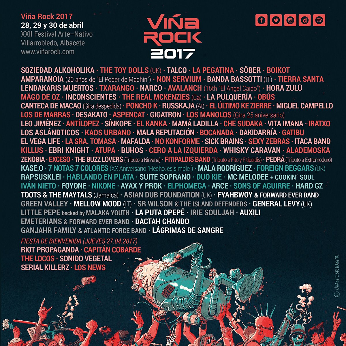 VinaRockOficial's tweet photo. Y así es como queda el cartel del #ViñaRock2017

https://t.co/1qobObJhWr https://t.co/keW1xOGoom