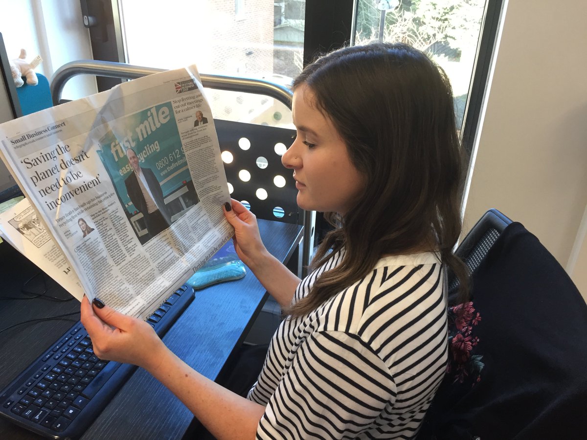firstmile's tweet photo. ICYMI: Our head honcho Bruce Bratley is in today’s @Telegraph – our very own Chloe is reading all about it 📰 📰 📰 #easyrecycling https://t.co/MtB7bgZcW1