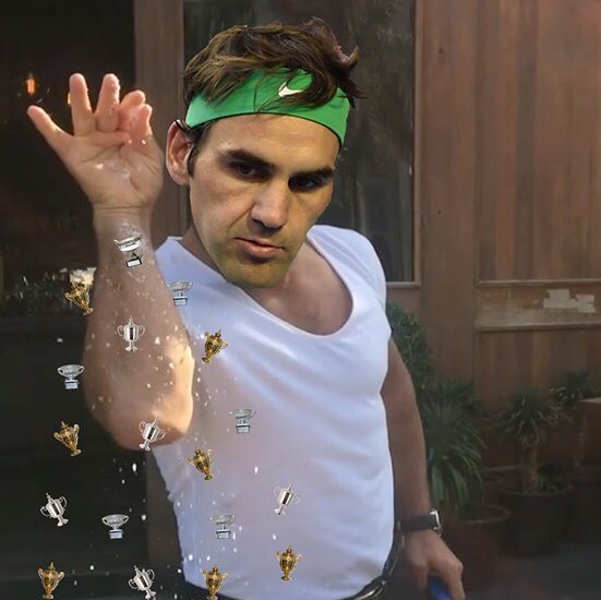 WeAreTennis's tweet photo. Want a dash of Slams? #Federer #saltbae (By @TennisInfos_fr) https://t.co/zMobjEL8nS