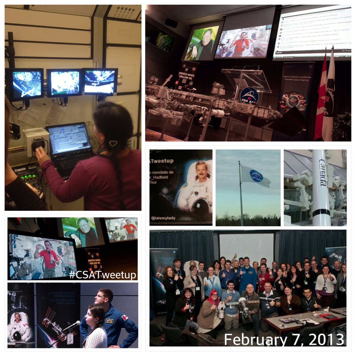 LAismylady's tweet photo. Feb 7 2013 I met an awesome group of people @ #CSATweetup captured a dragon w/Canadaarm2 &amp; asked @Cmdr_Hadfield a ? While he was aboard #ISS https://t.co/tDAIQALUD5