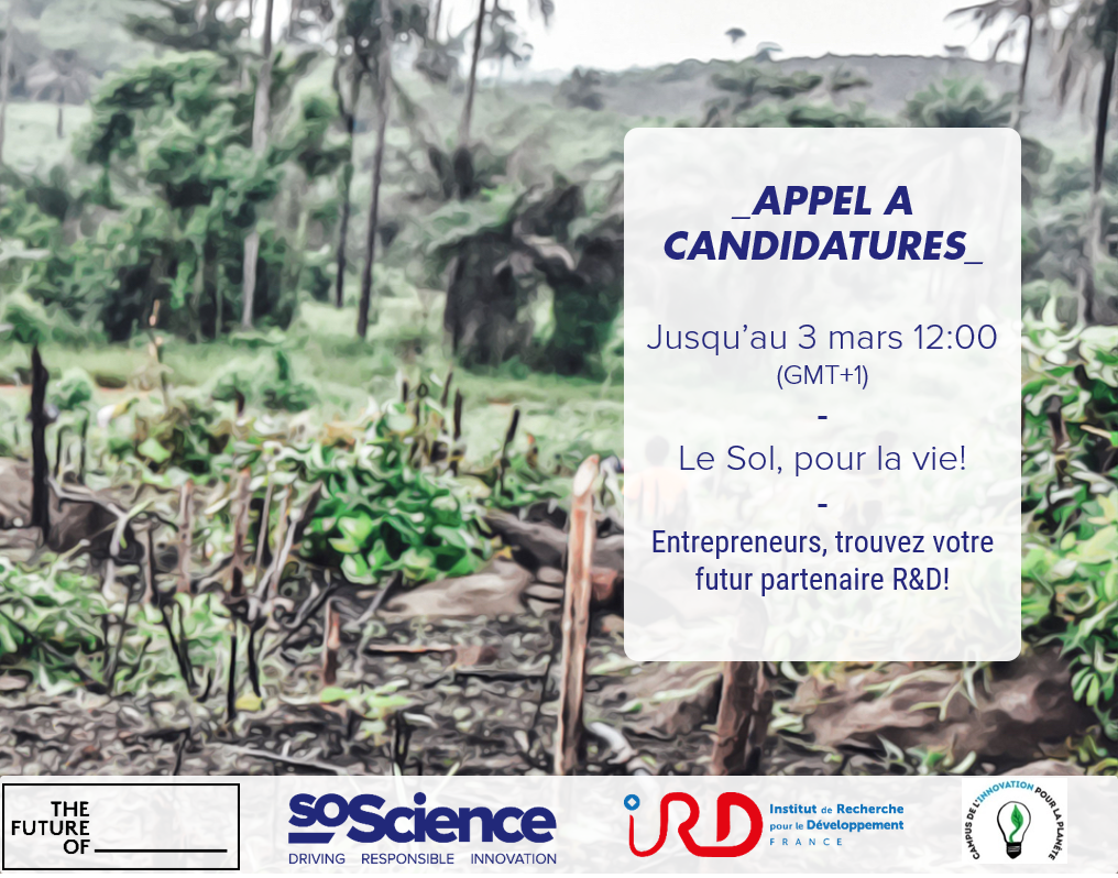 SoScienceTweet's tweet photo. #innov4planet #odd #sdg @meetafrica @Africa4Tech @faoclimate
Appel à Candidatures, en partenariat avec @ird_fr! 

https://t.co/kck0ME5GA2 https://t.co/nvfNfIvsiw