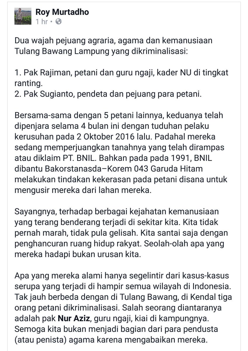 Dandhy_Laksono's tweet photo. Petani (guru ngaji &amp; pendeta) menghadapi kriminalisasi akibat konflik tanah di Lampung. Masalah kita bukan agama. Tapi keadilan sosial. https://t.co/lGE2SDHcmw