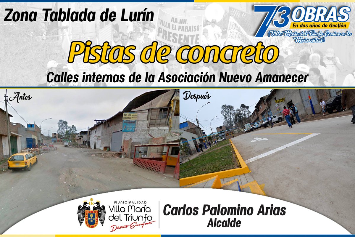 Muni_VMT's tweet photo. #ObrasVMT ¡Más pistas de concreto y veredas en Tablada de Lurín! Continuan las obtas en Villa María del Triunfo.
#DistritoEmergente https://t.co/lT4OmO4tS1