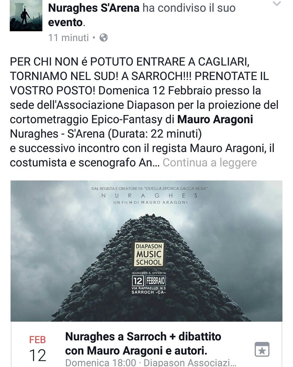 CarmineArnese's tweet photo. PER CHI NON é POTUTO ENTRARE A CAGLIARI, TORNIAMO NEL SUD! A SARROCH!!! PRENOTATE IL VOSTRO POSTO! #nuraghes @Salmolebon https://t.co/FnwXjT9Qqd