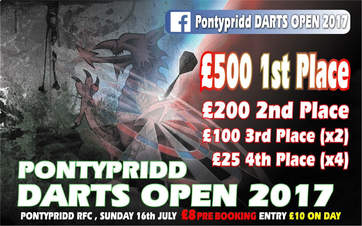 #Pontypridd #darts #open #2017 #sunday 16th #july at #Pontypridd #rfc Please SHARE , <a href="/Gezzyprice/">Gerwyn Price</a> <a href="/TheHammer180/">The Hammer</a> ,fb Pontypridd DARTS OPEN