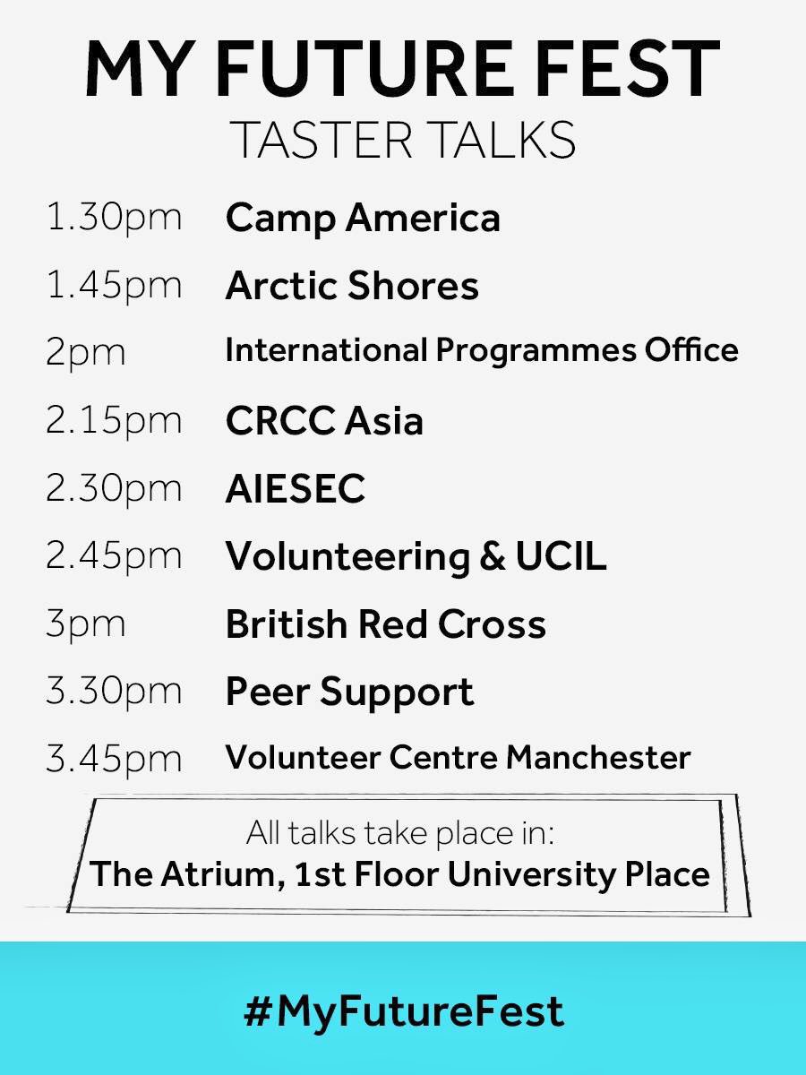VolunteeringMcr's tweet photo. (J) is "headlining" the #MyFutureFest Taster Talks, come and hear his musing of #volunteering & how to get involved from 3:45 pm #HeyVCM https://t.co/mOZYSRdcFm