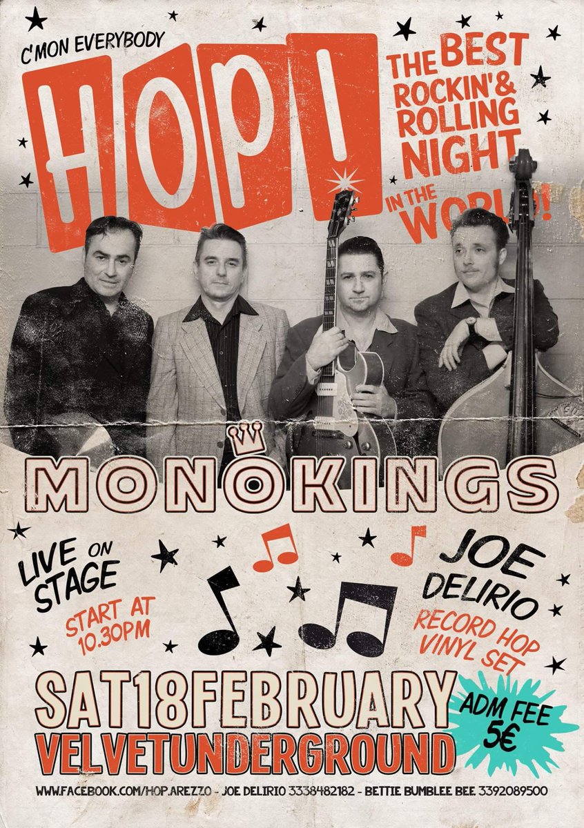 HopRnRParty's tweet photo. Ladies &amp; Gentlemen, al @VelvetOfficial tornano i #Monokings!
★ C'mon &amp; Join the Rural ♠ Raucous ♠ mOnO ROCK-A-BILLY! ★ https://t.co/0j9gC4eDk7