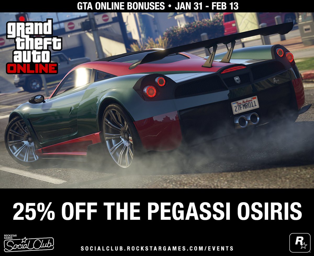 Rockstar Games on X: Los Santos Customs Sale 50% off Vehicle Armor &  Bulletproof Tires 25% off Vehicle Cosmetic Modifications #GTAOnline    / X