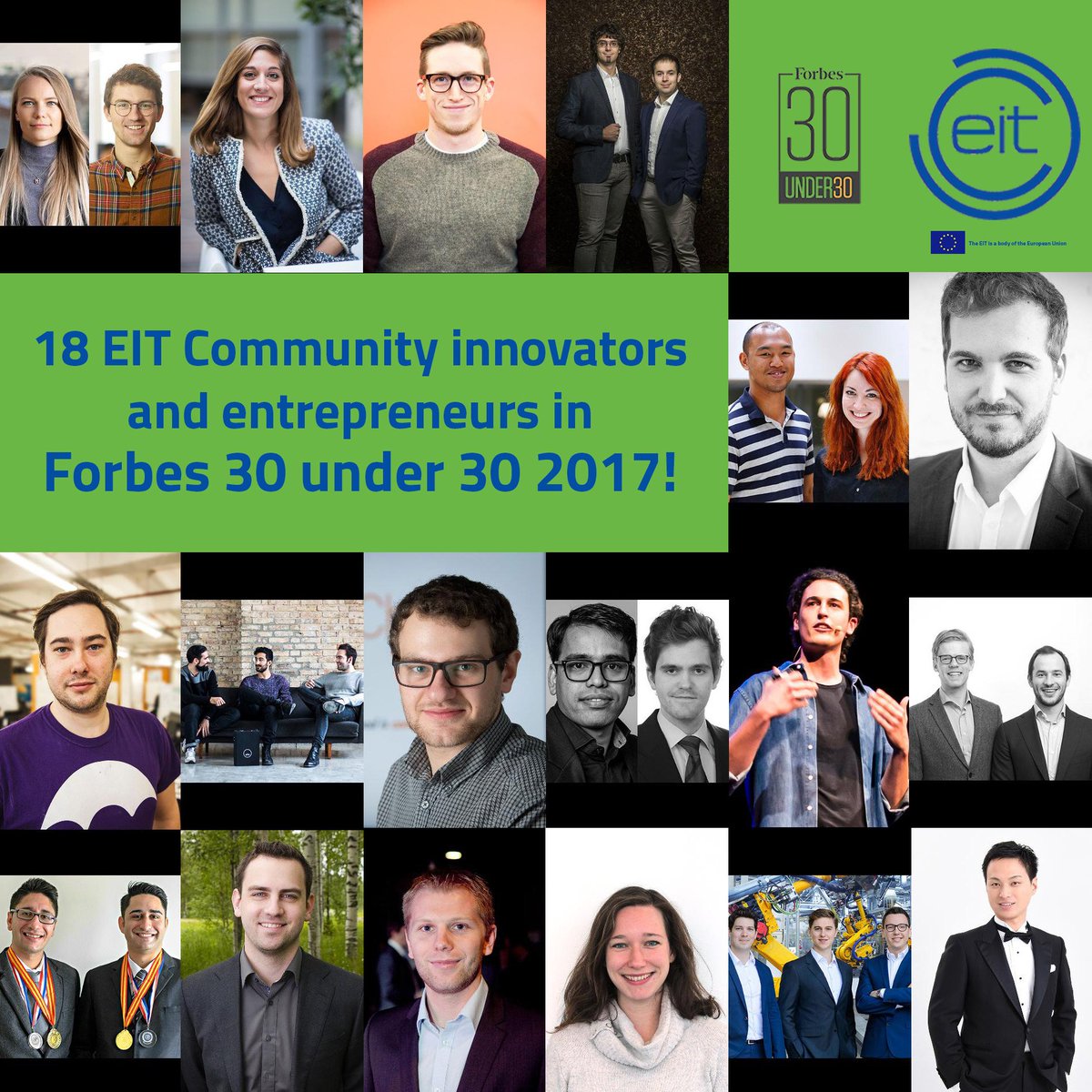 EITeu's tweet photo. Want #startups which land at #Forbes30under30?Join Europe's largest #innovation community https://t.co/Fd17uTbvBb๐#EITstartups #sew17 #H2020 https://t.co/Xi6opifHEA