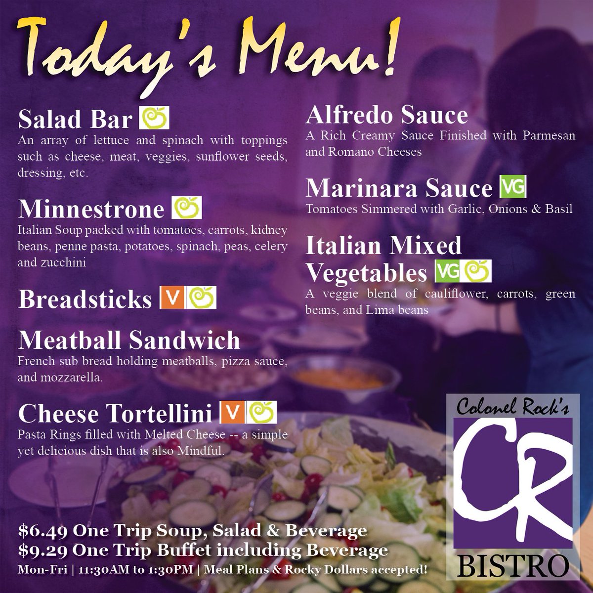 Check out today's #CRBistro menu \/\/\/ Delicious food served fresh everyday at the <a href="/WIUUnion/">WIU University Union</a> #WIUDining