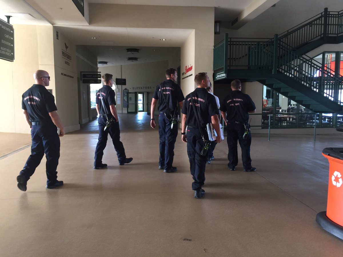 SRQCountyGov's tweet photo. SCFD crews doing walk thru to prep for @Orioles spring training starting the end of this month. https://t.co/a0Nd3YOJCb