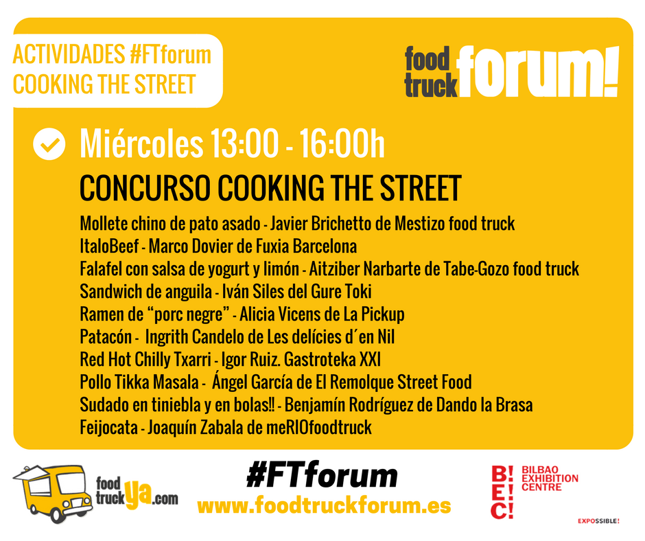 Foodtruckya's tweet photo. ¡Recuerda! Mañana es la gran final del Concurso de Recetas Callejeras Coocking The Street. ¡No faltes a #FTforum. #foodtrucks https://t.co/5m3Yih8t5n