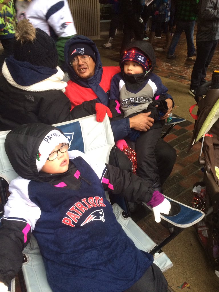 Staking out a spot in the cold at Government Center, beach style!