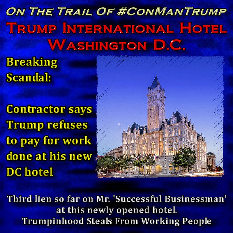 smaddoxsr's tweet photo. #Trumpinhood steals from contractors and workers. An old #ConManTrump pattern.
https://t.co/VLRbpaffSM and
https://t.co/Q0kXHdj7ey https://t.co/Eq2BOqMnma