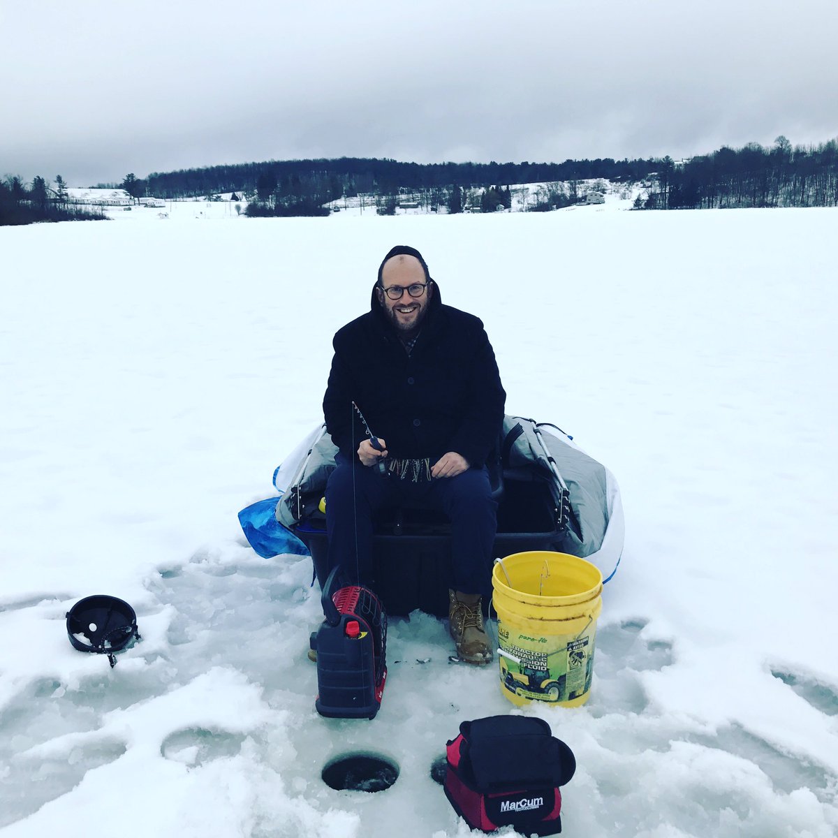 MesorahAri's tweet photo. Just had my first experience Ice fishing. No better place to start - Camp Mesorah! 
@MichaelPelikow https://t.co/WBUV6cg1mc