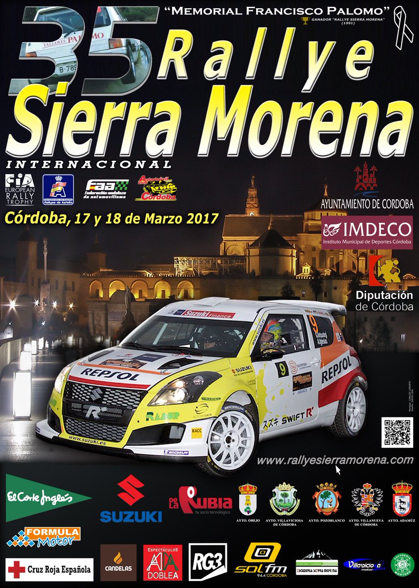 Rsierramorena's tweet photo. Cartel 35 Rallye Internacional Sierra Morena — Memorial Francisco Palomo https://t.co/iQ97oMGk3X