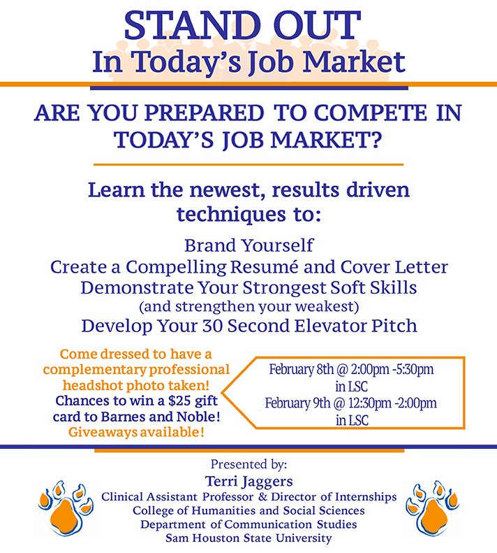 SamHoustonState's tweet photo. #Bearkats, are you prepared to compete in today's job market? Learn more:  https://t.co/g8FgUK5m9G https://t.co/mmAZGaGixR