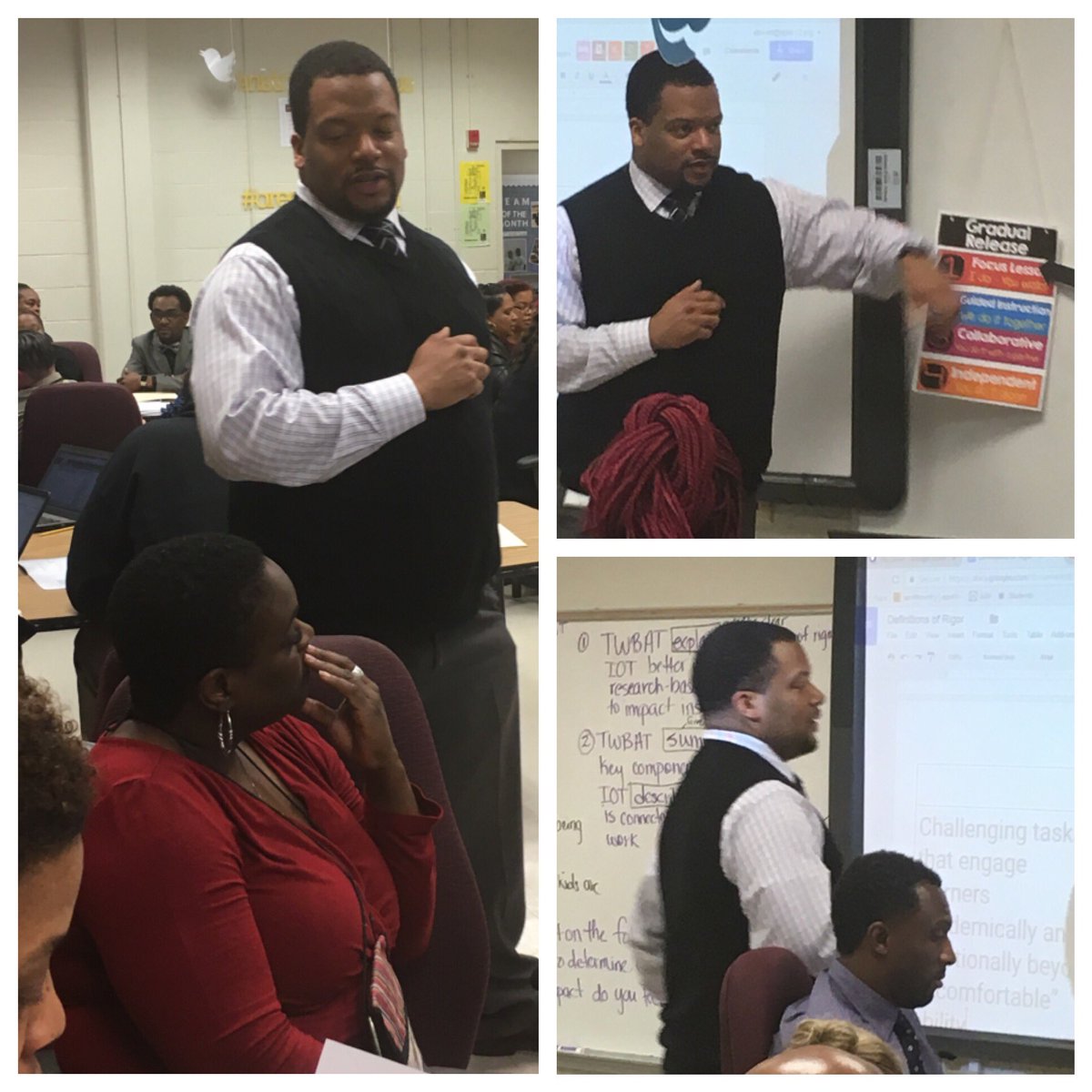 coachcspragg's tweet photo. @docdrewlovett LEADS PD on 💪🏽rigor 🎯PBO, GRR, citing text evidence 🎯 #InstructionalLeader #RigorDefined @DrEmilyAMassey @APSBenteen https://t.co/Dfs2VdCl7z