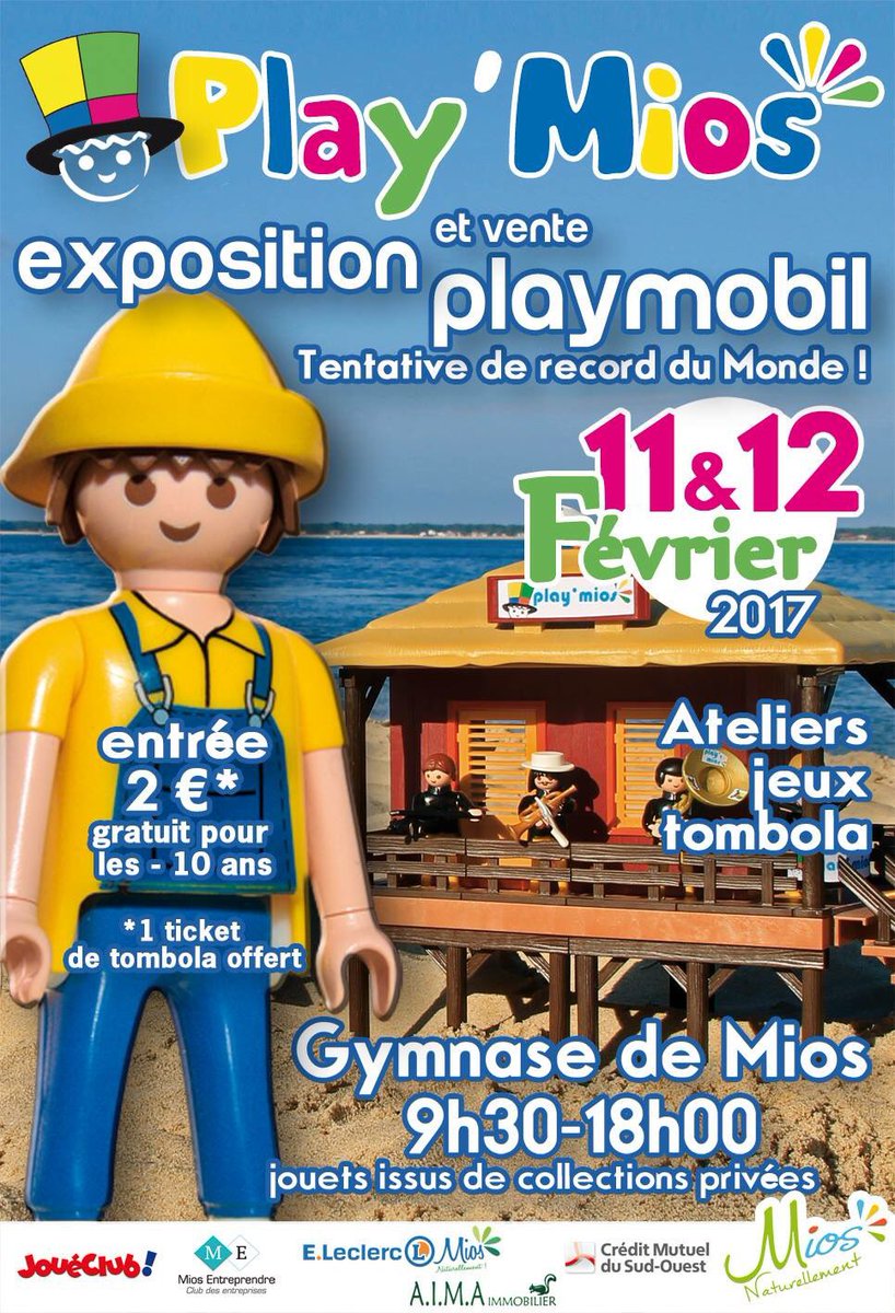 pain_cedric's tweet photo. Rendez-vous samedi et dimanche à Mios pour Play'Mios 2017 avec tentative de record du Monde #BassindArcachon #Mios #Playmobil https://t.co/axrfWhBcoZ