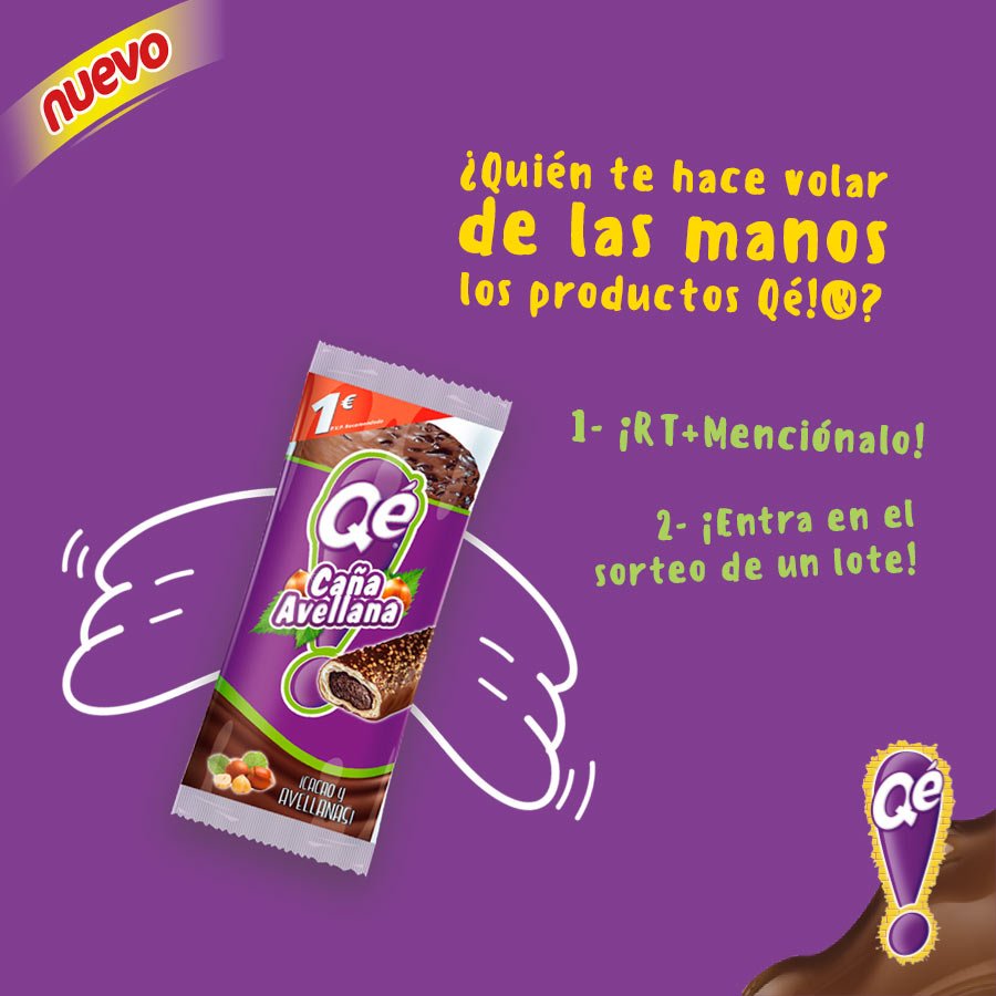 Qe_Oficial's tweet photo. ¿Cuál es la Qé!® Caña que más vuela? La Qé! Caña "Ave" llana, recubierta de choco, pepitas de avellana y rellena de cacao. #QéCañaAvellana https://t.co/i62kASgdnF